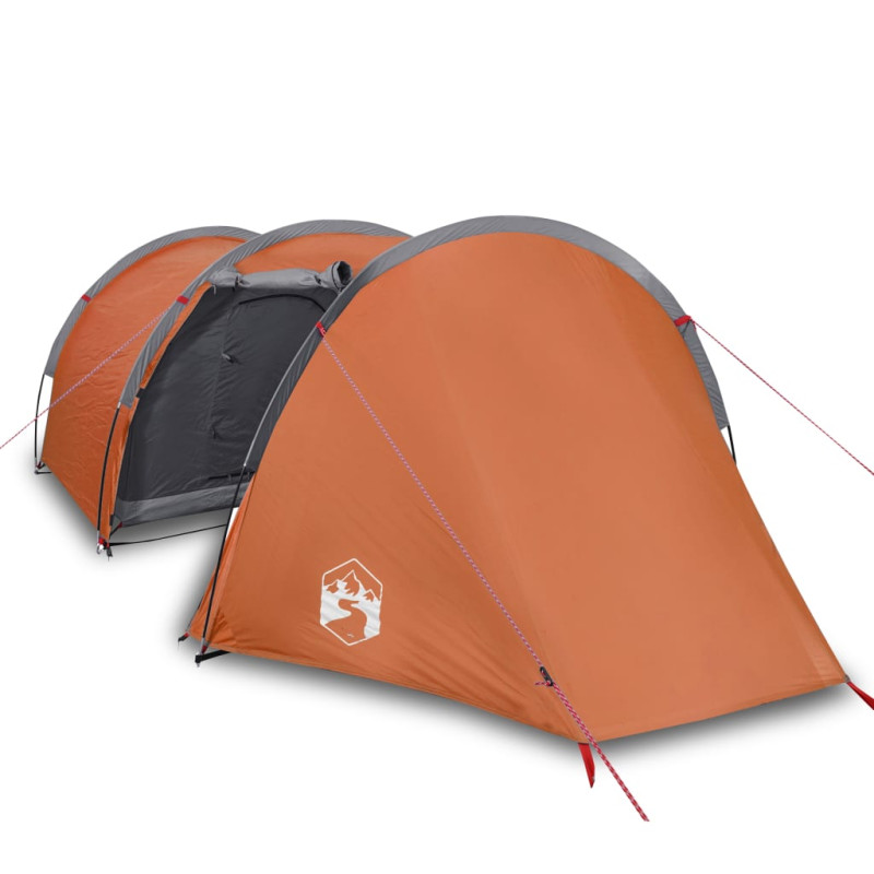 Tente de camping tunnel 4 personnes orange imperméable