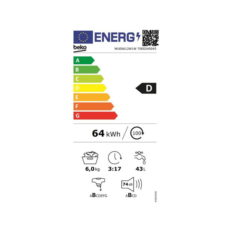 Lave-linge frontaux BEKO, WUE6612W1W