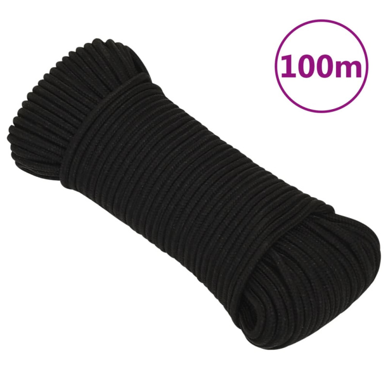 Corde de travail Noir 3 mm 100 m Polyester