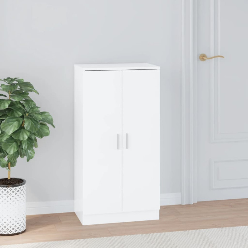 Armoire à chaussure Blanc brillant 55x35x108 cm Bois ingénierie