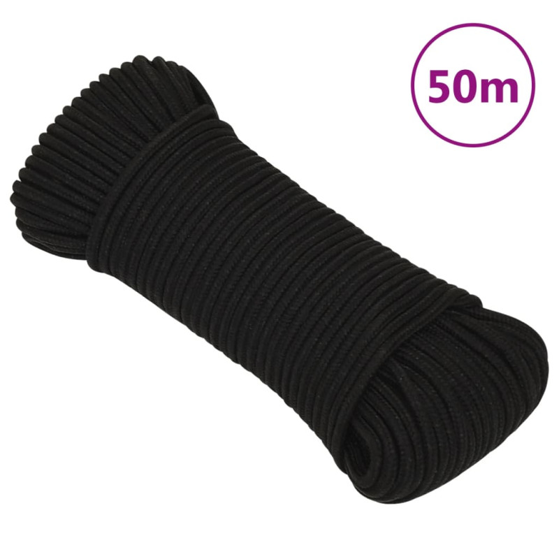 Corde de travail Noir 4 mm 50 m Polyester