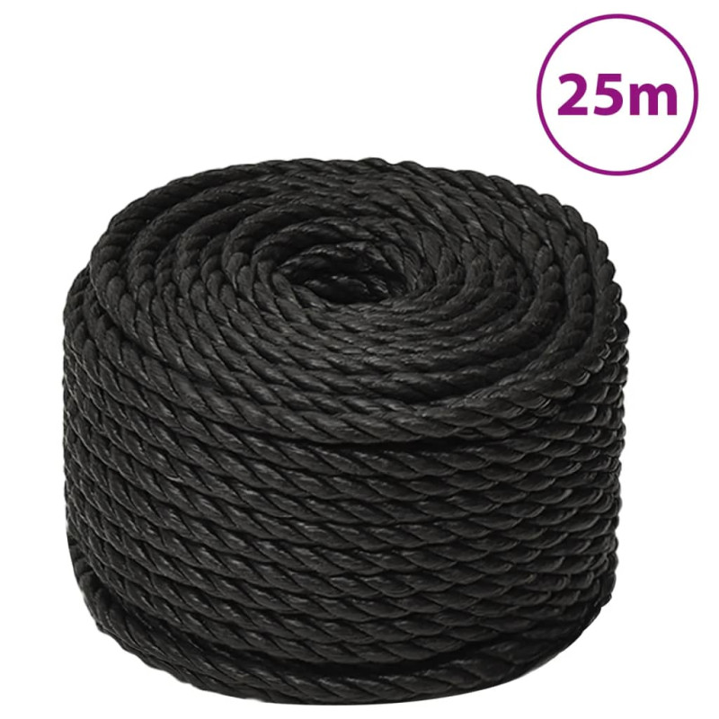 Corde de travail Noir 12 mm 25 m polypropylène