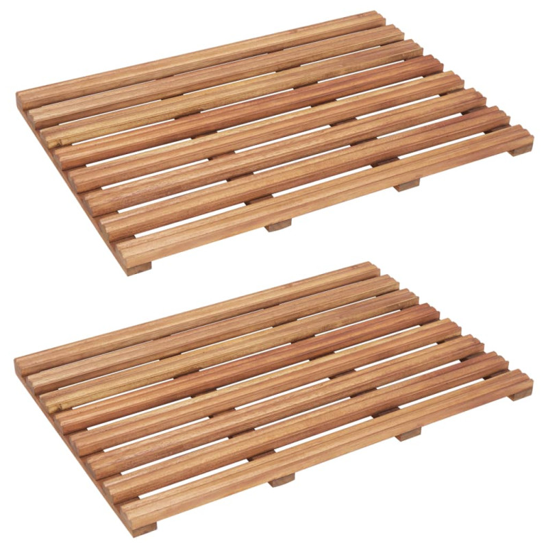 Tapis de salle de bain 2 pcs Bois d acacia massif 56x37 cm