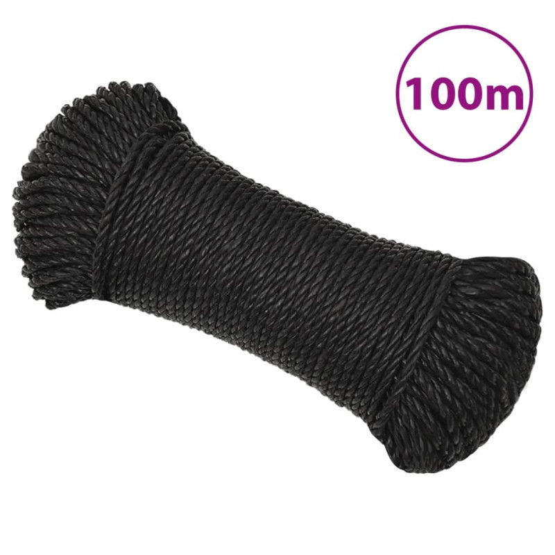 Corde de travail Noir 6 mm 100 m polypropylène