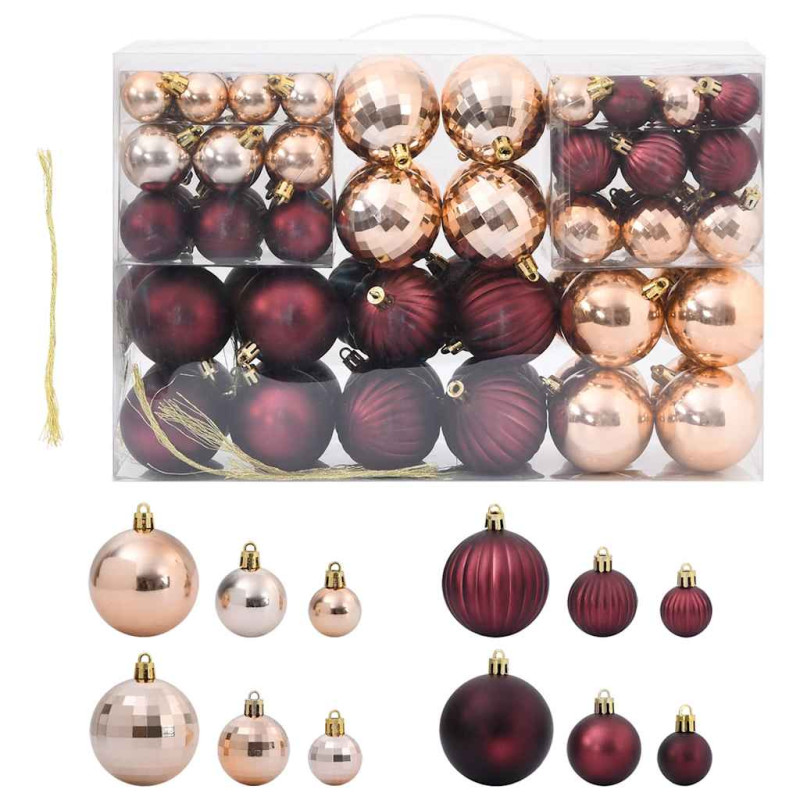 Boules de Noël 100 pcs champagne et marron foncé Ø3 4 6 cm