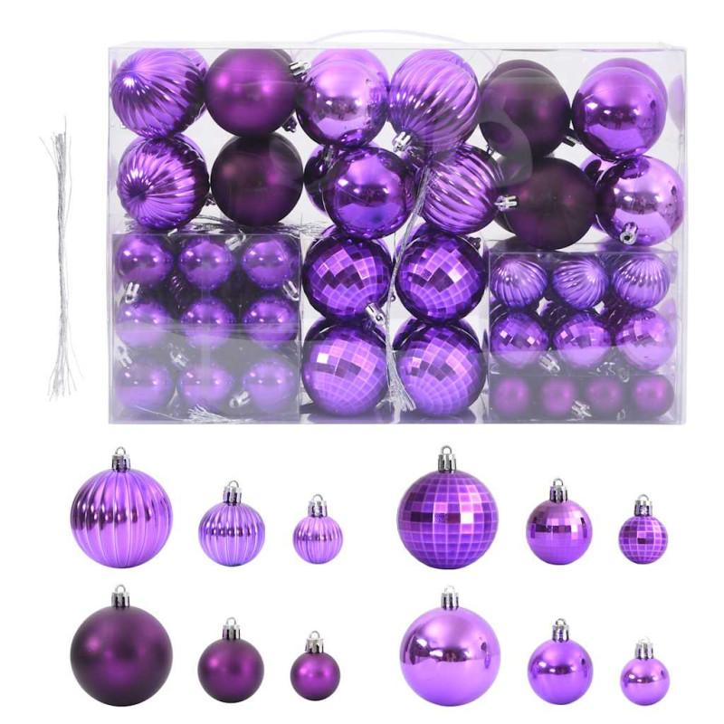 Boules de Noël 100 pcs lila Ø3 4 6 cm