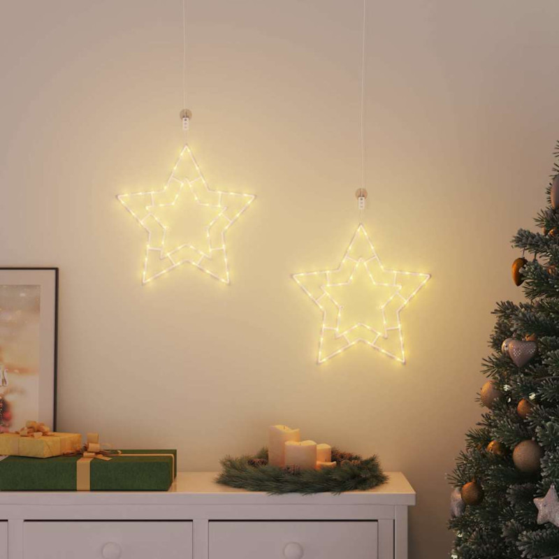 Lumières de Noël silhouette d étoile 2 pcs 50 LED blanc chaud