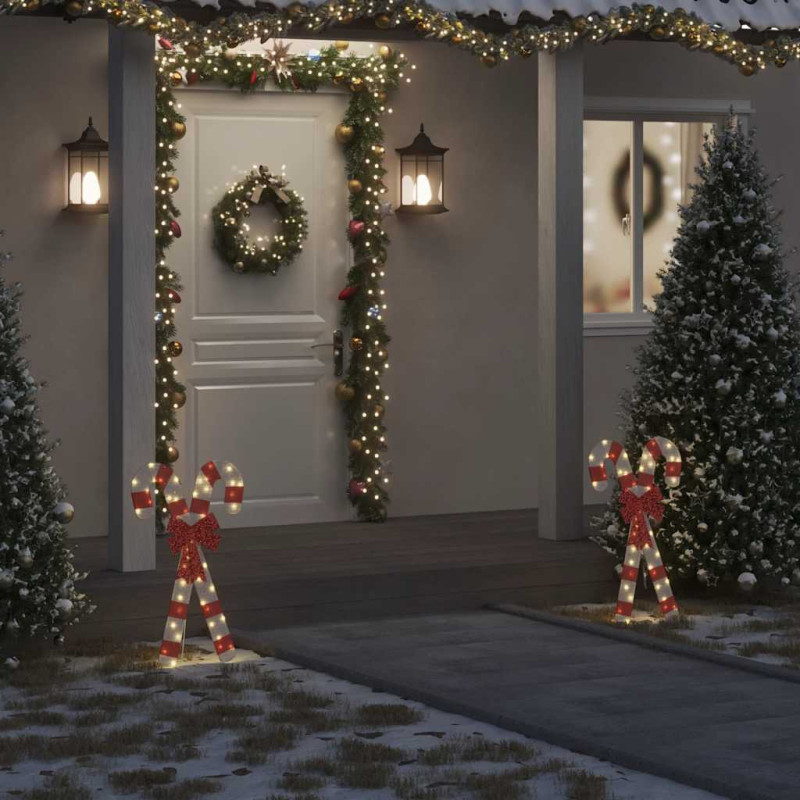 Décoration de Noël en forme de canne à sucre 50 LED blanc chaud