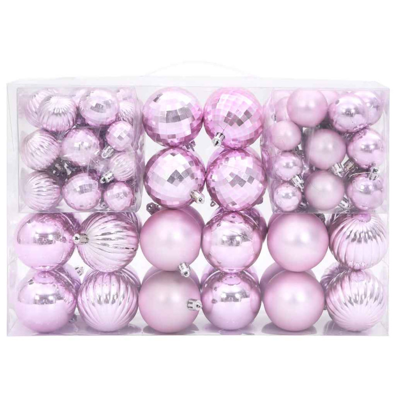 Boules de Noël 100 pcs rose Ø3 4 6 cm