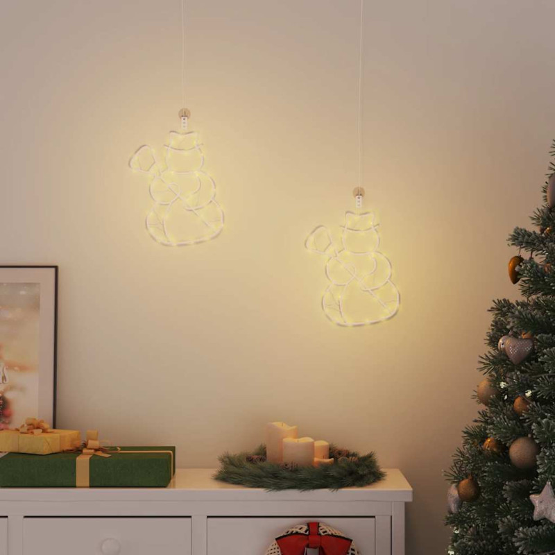 Lumières de Noël silhouette de bonhomme de neige 2 pcs 35 LED