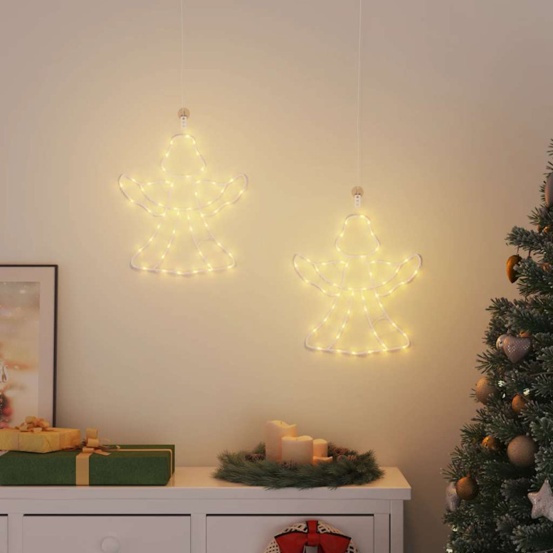 Lumières de Noël silhouette d ange 2 pcs 50 LED blanc chaud