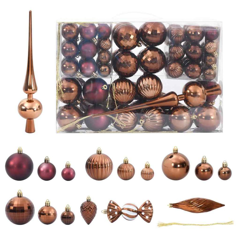 Boules de Noël 98 pcs marron Ø3 4 6 cm