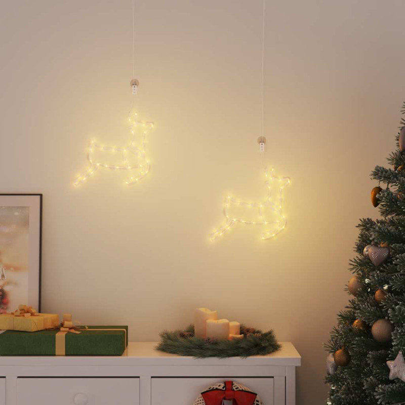 Lumières de Noël silhouette de renne 2 pcs 35 LED blanc chaud