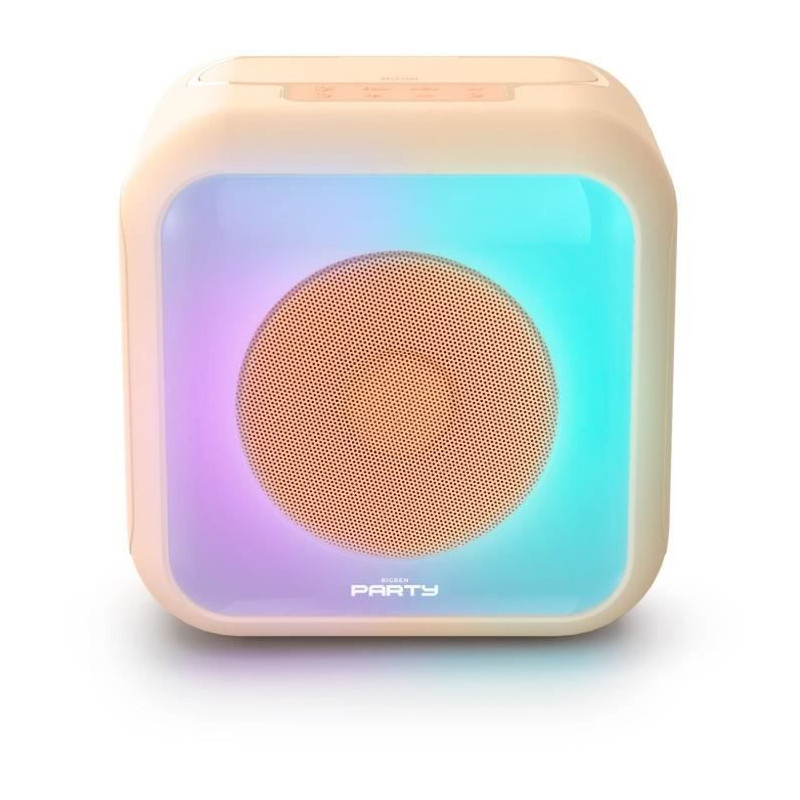 Enceinte karaoké lumineuse - BIGBEN - Peche - Bluetooth, 30W, 2 micros sans fil USB-C, Égaliseur, Batterie Li-on