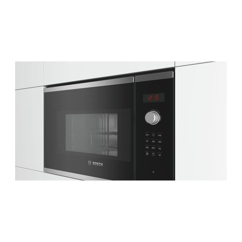 Micro-ondes + grill encastrable - BOSCH - SER4 BEL523MS0 - Inox - 20 l - 800 W - 8 programmes auto - 38,2 x 59,4 x 31, 7 cm