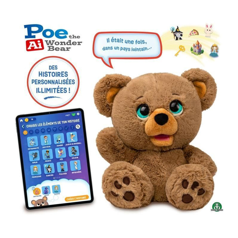 Peluche interactive - GIOCHI PREZIOSI - Ours créateur d'histoires Poe - a partir de 4 ans - LAY00