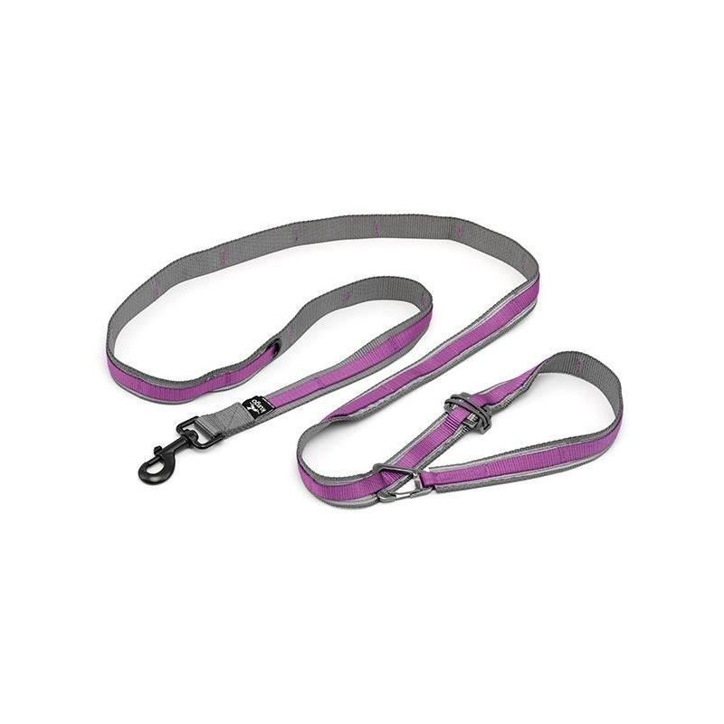 Laisse mains libres - KURGO - QUANTUM - 6 positions - 120 a 180 cm - Violet