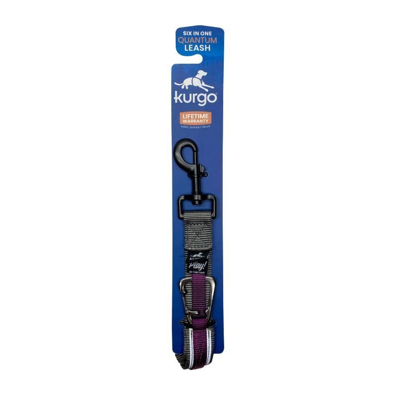 Laisse mains libres - KURGO - QUANTUM - 6 positions - 120 a 180 cm - Violet