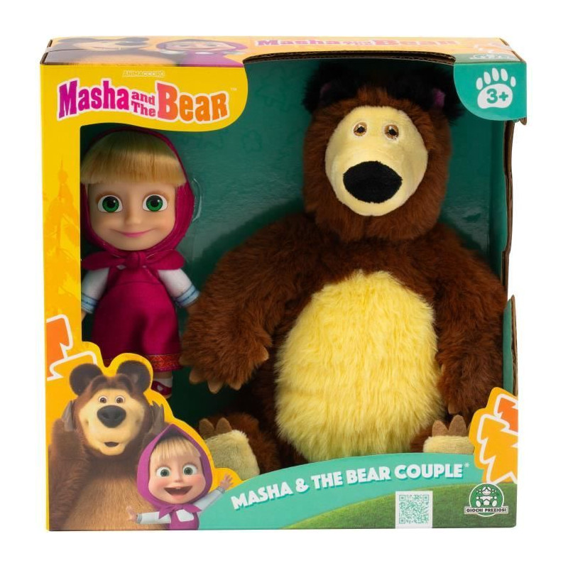 Coffret poupée et peluche - MASHA AND THE BEAR - Masha 12 cm et Michka 20 cm - a partir de 3 ans - MHA21