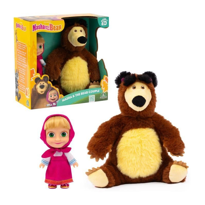 Coffret poupée et peluche - MASHA AND THE BEAR - Masha 12 cm et Michka 20 cm - a partir de 3 ans - MHA21