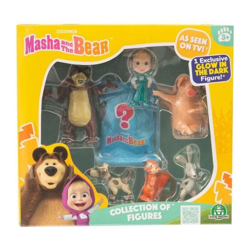 Figurines - MASHA AND THE BEAR - Coffret 7 figurines avec 1 surprise - Taille 5-7 cm - a partir de 3 ans - MHA31