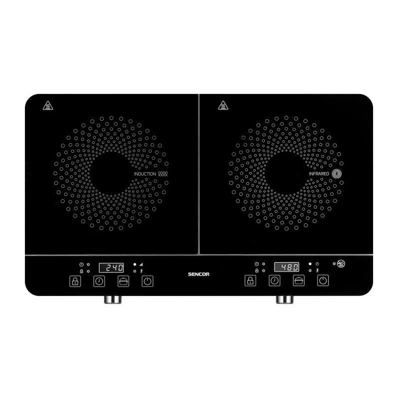 Plaque de cuisson a induction et radiante - SENCOR - SCP 4001BK - 3400 W - 2 foyers - Noir