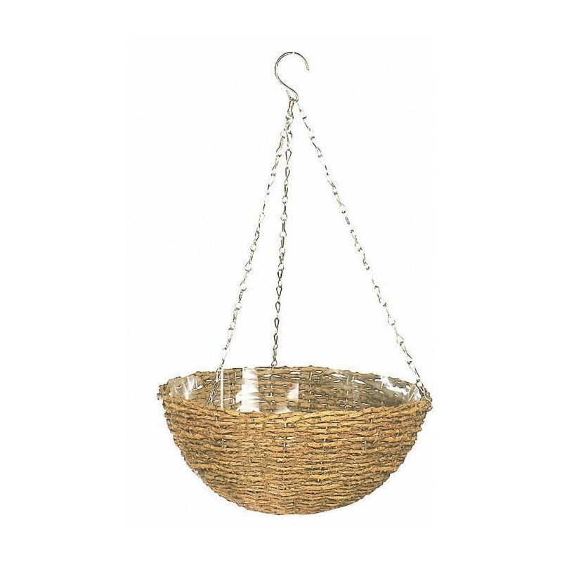 Panier suspendu - GARDEN ID Rustic - 35 cm - coque plastique (intérieur/extérieur) - Style rustique en osier - Suspension faci