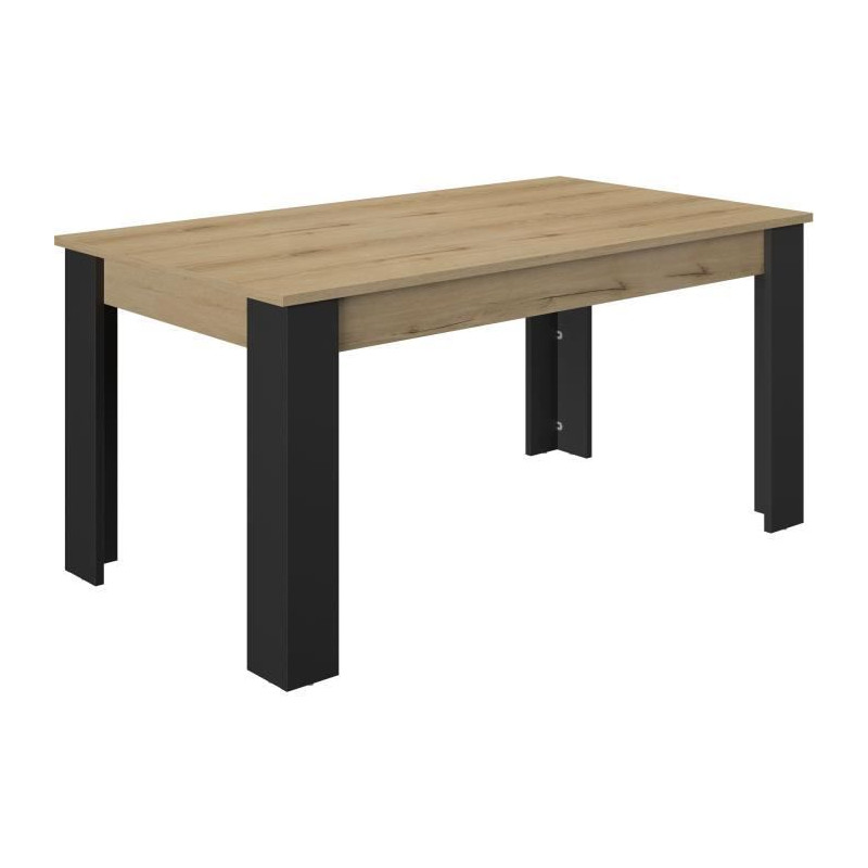 Table extensible - GAMI - TRUST - Chene / Noir - 8 personnes - 90 x 160 x 77 cm