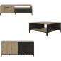 Ensemble meuble TV, table basse et buffet bas - TRUST - Chene / Noir - GAMI