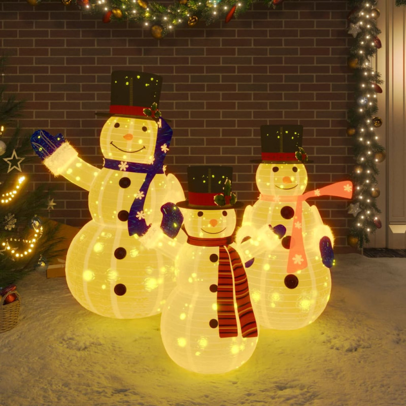 Décoration de Noël Figurines de famille Bonhomme de neige à LED