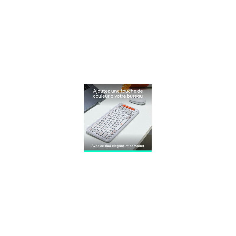 Ensemble clavier et souris Logitech Logitech POP ICON COMBO, ensemble clavier et souris Bluetooth, frappe confortable Blanc