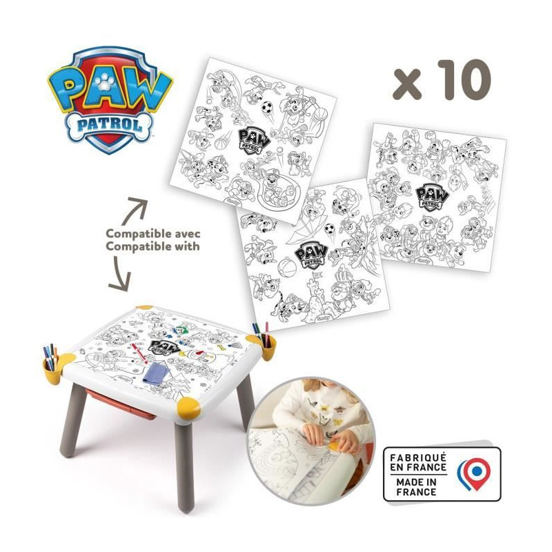 Smoby - Recharge Coloriages pour la Kid table créative - 10 feuilles de coloriages Pat' Patrouille