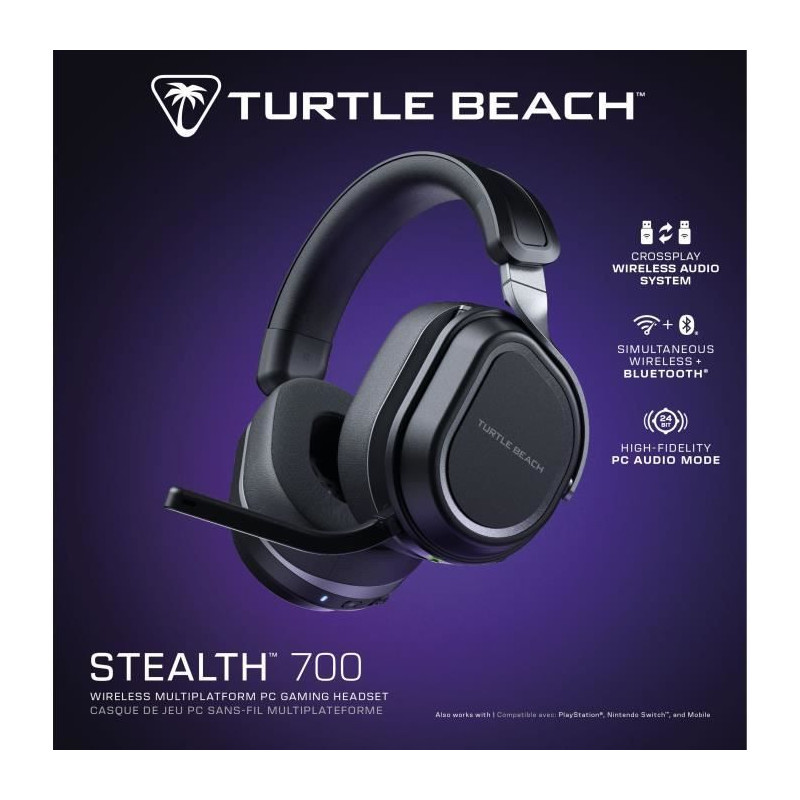 Casque gaming multiplateforme sans fil - TURTLE BEACH - Stealth 700PC (Gen3) - Noir