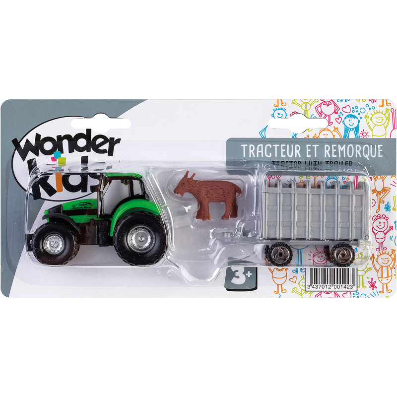 TRACTEUR METAL + REMORQUE ASSORTIMENT WONDERKIDS 0910I077