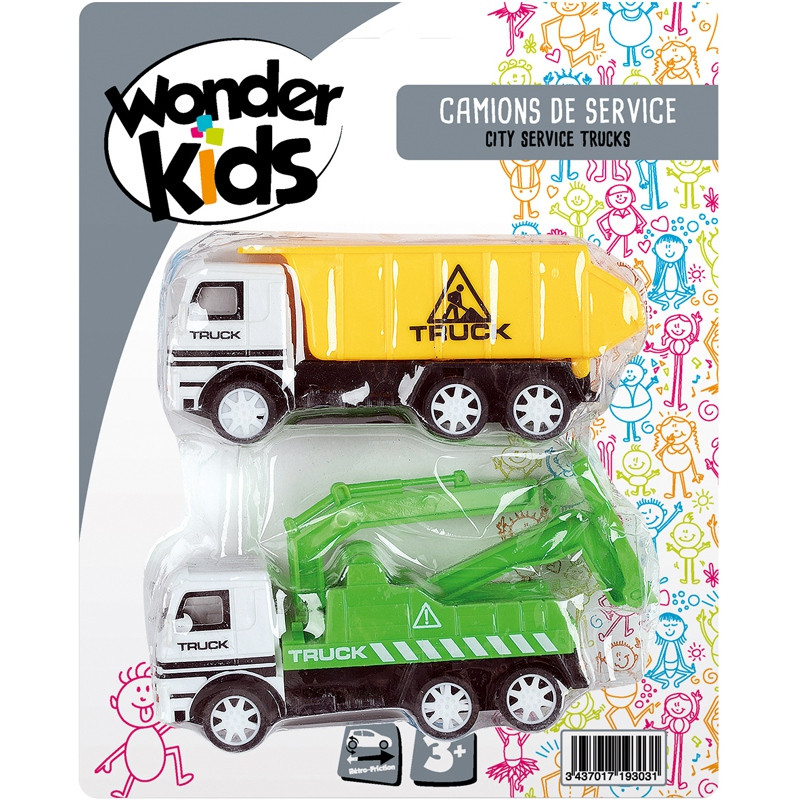 2 CAMIONS SERVICE 11CM RF ASSORTIMENT WONDERKIDS ABC 319462