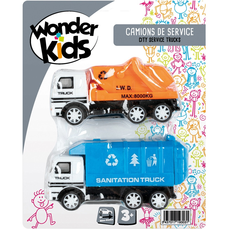 2 CAMIONS SERVICE 11CM RF ASSORTIMENT WONDERKIDS ABC 319462