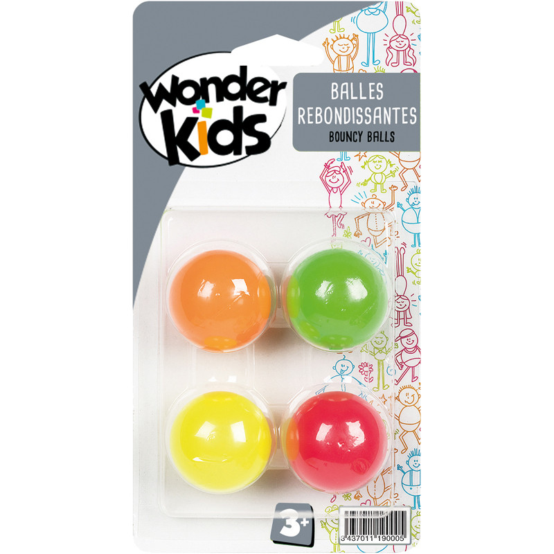 4 BALLES REBONDISSANTES 38MM WONDERKIDS COU119P3FS1