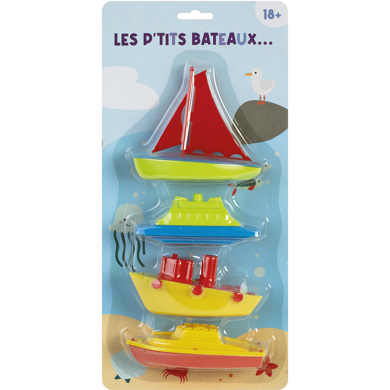 SET 4 BATEAUX 11CM ASSORTIMENT 6006G.