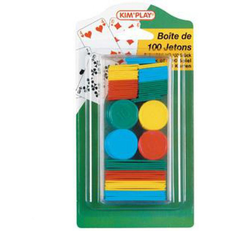 BOITE 100 JETONS MARQUES BL KIM PLAY COU316