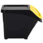 Poubelles empilables avec couvercles 3 pcs noir PP 78 L