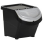 Poubelles empilables avec couvercles 3 pcs noir PP 78 L