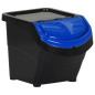 Poubelles empilables avec couvercles 3 pcs noir PP 78 L