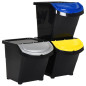 Poubelles empilables avec couvercles 3 pcs noir PP 78 L