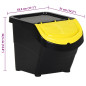 Poubelles empilables avec couvercles 3 pcs noir PP 78 L