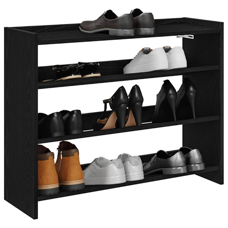 Étagère à chaussures noir 80x25x61,5 cm bois d ingénierie